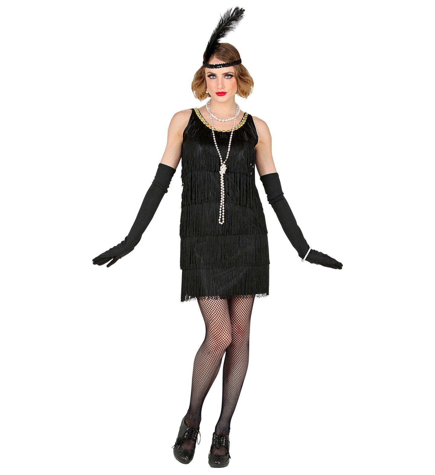 Widmann 20er Jahre Fransen Kleid – Charleston Damen Kostüm Schwarz - Fasnacht24.ch