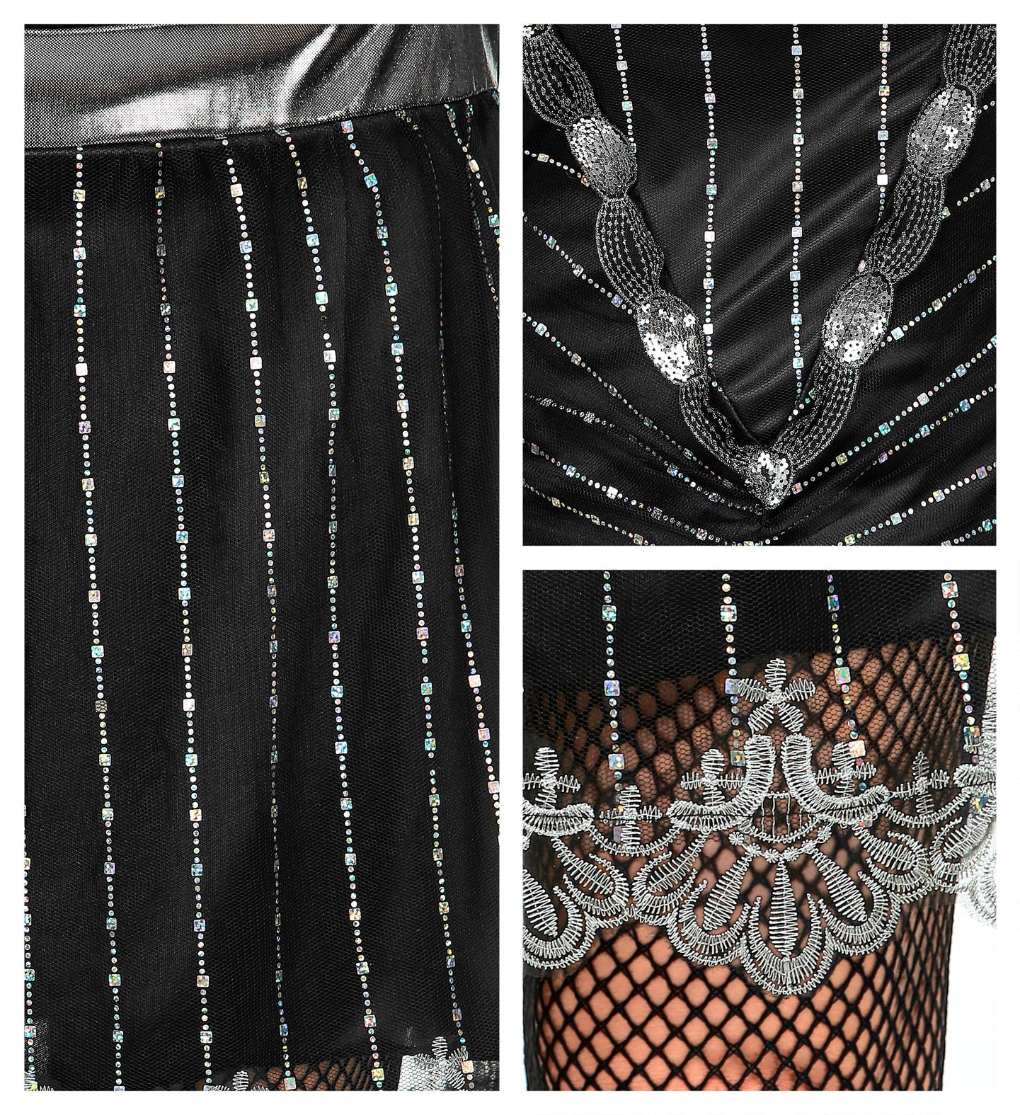 Schwarzes 20er-Jahre Charleston-Kleid mit Glitzer und Beading.