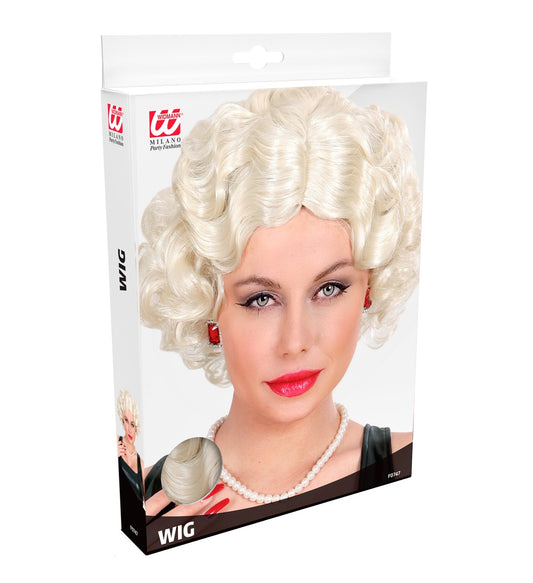 Blonde Flapper-Perücke mit Fingerwellen im 20er-Jahre-Stil für Charleston-Kostüm