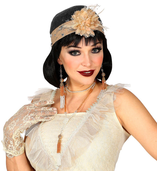 Widmann 20-Teiliges Spitzen-Haarteil Set – Blumen & Perlen Schmuck - Fasnacht24.ch