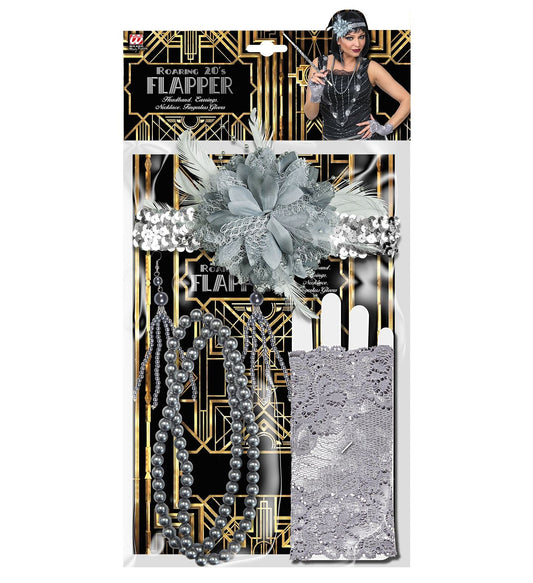 Widmann 1920er Jahre Sequin Haarband Set – Perlenohrringe & Spitzenhandschuhe - Fasnacht24.ch