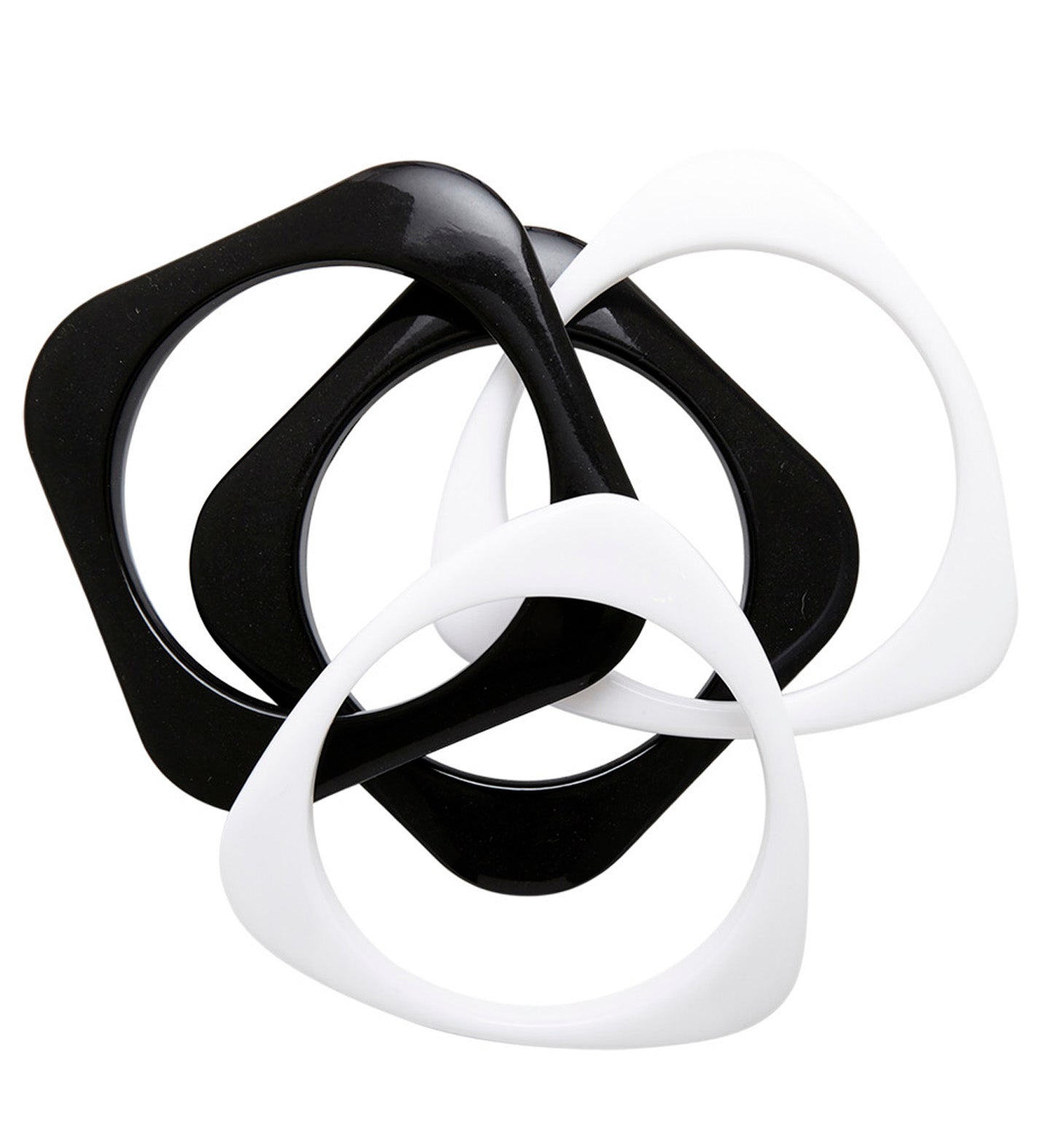 Vier schwarze und weiße Disko-Armbänder im Set für Party und Festival.