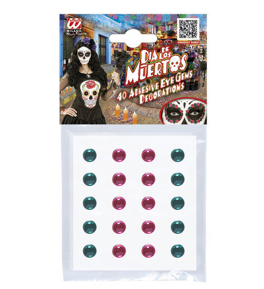 Widmann Selbstklebende Strasssteine – 40 Stück Pink & Grün - Fasnacht24.ch