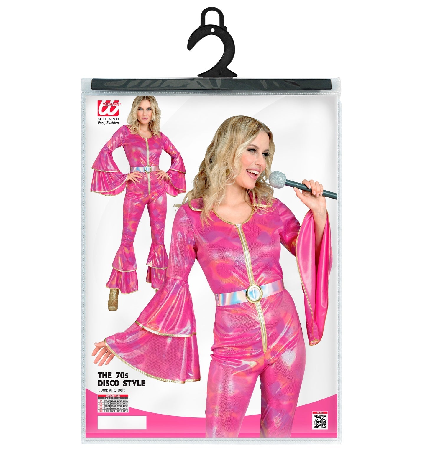 Widmann 70er Jahre Abba Disco Kostüm – Hot Pink Neon Jumpsuit - Fasnacht24.ch