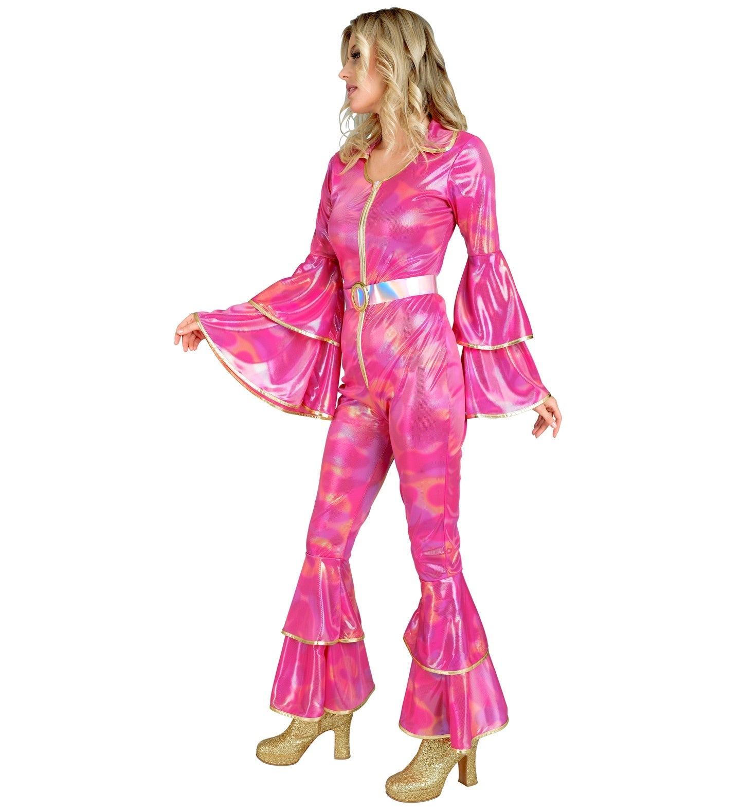Widmann 70er Jahre Abba Disco Kostüm – Hot Pink Neon Jumpsuit - Fasnacht24.ch