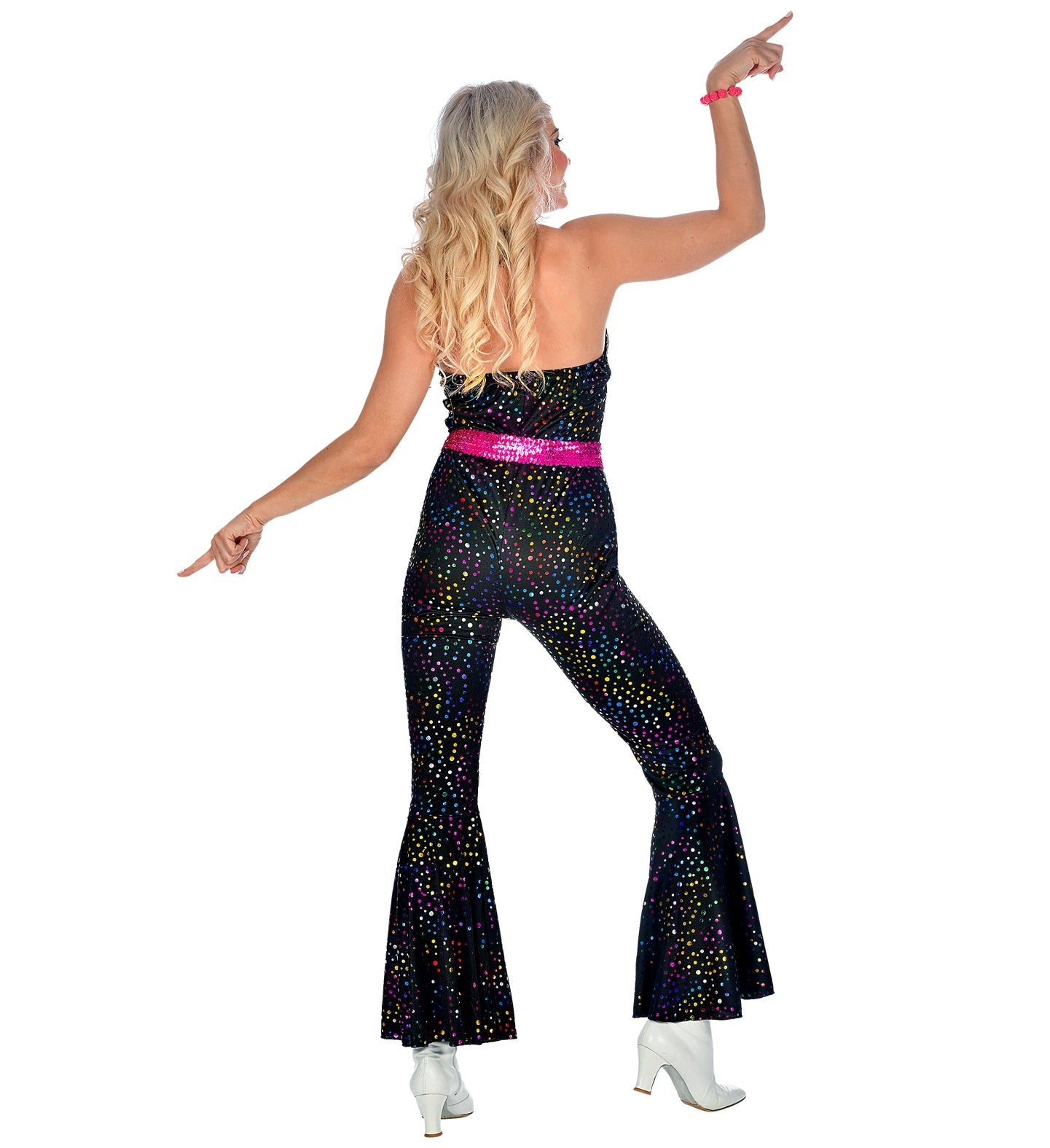 Glitzer Jumpsuit 70er Jahre – Widmann Disco Style, Stretch Poly - Fasnacht24.ch