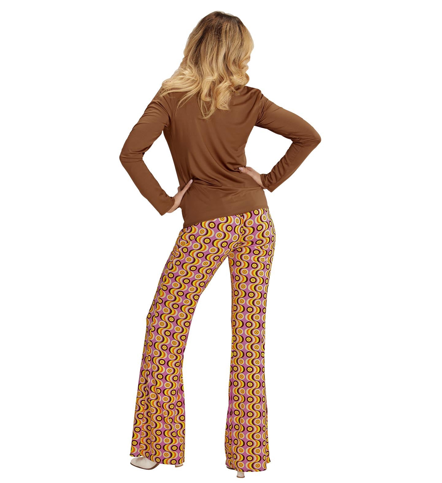 Braune Bluse 70er Stil – Widmann Viskose Mit Holzknöpfen - Fasnacht24.ch