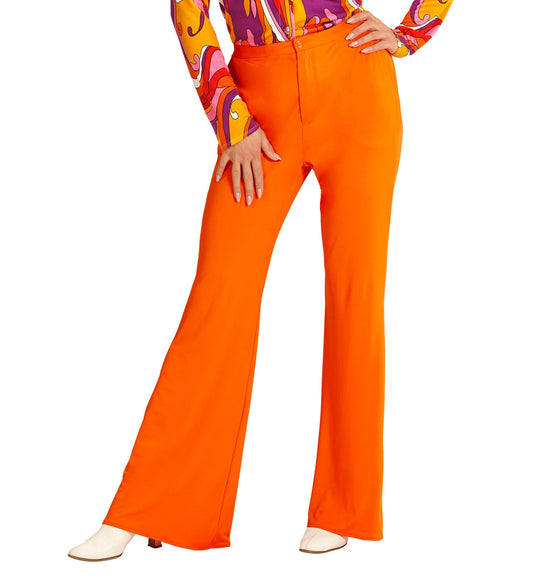 Widmann 70er Jahre Orange Flared Damenhose – Retro Stil Polyester - Fasnacht24.ch