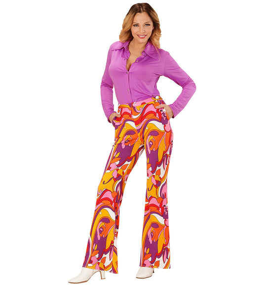 Widmann Damen Flared Pants – 70er Jahre Retro Hose Orchid - Fasnacht24.ch