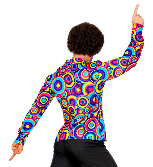 Widmann 70er Retro Hemd – Blaues Bubble Muster, Leichtes Material - Fasnacht24.ch