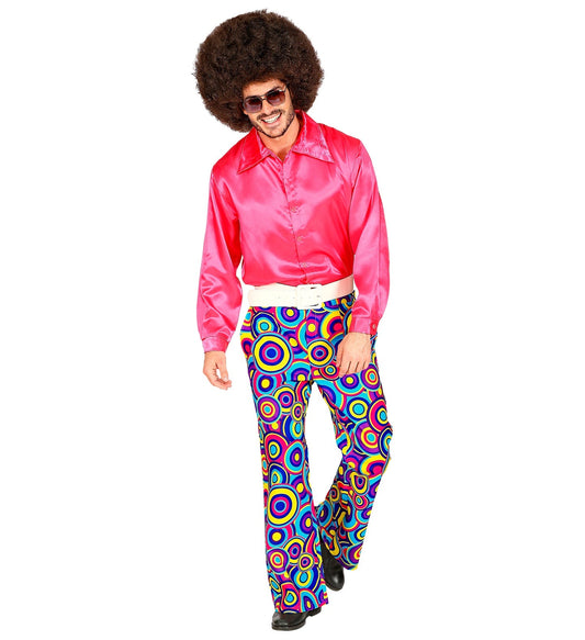 Widmann 70er Herren Schlaghosen – Flared Bubbles Pants Blau - Fasnacht24.ch