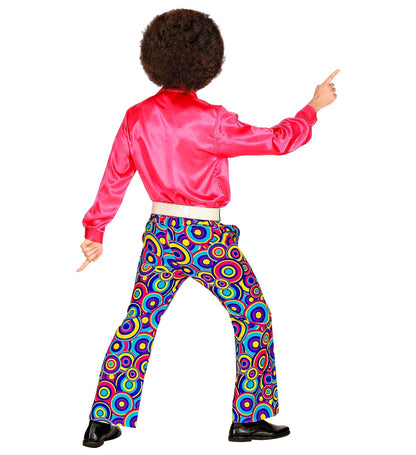 Widmann 70er Herren Schlaghosen Flared Bubbles Pants Blau – Rückansicht
