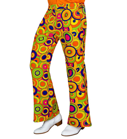 Flared Pants Herren – Widmann 70er Hippie Style Gelbe Kreise - Fasnacht24.ch – Produktansicht