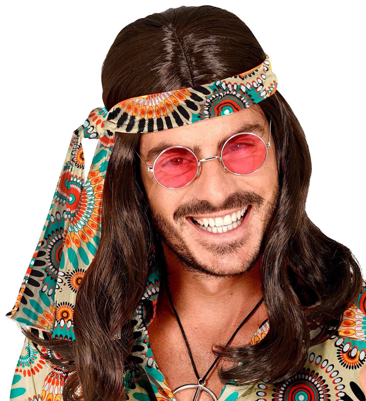 Widmann 70s vintage headband with retro disco fabric pattern.