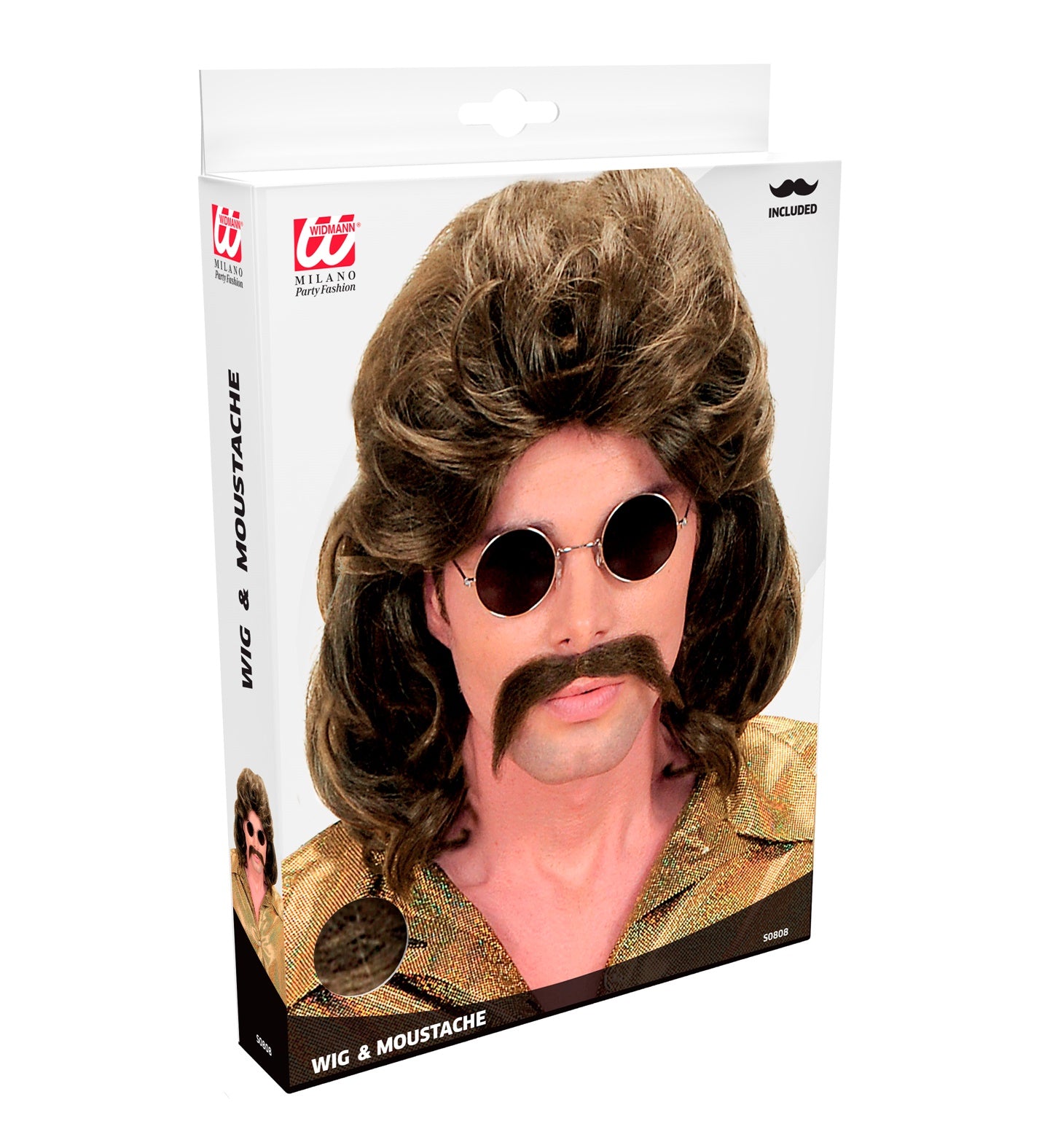 Widmann 70er Perücke Herren – Braune Kunsthaar Perücke & Schnurrbart - Fasnacht24.ch