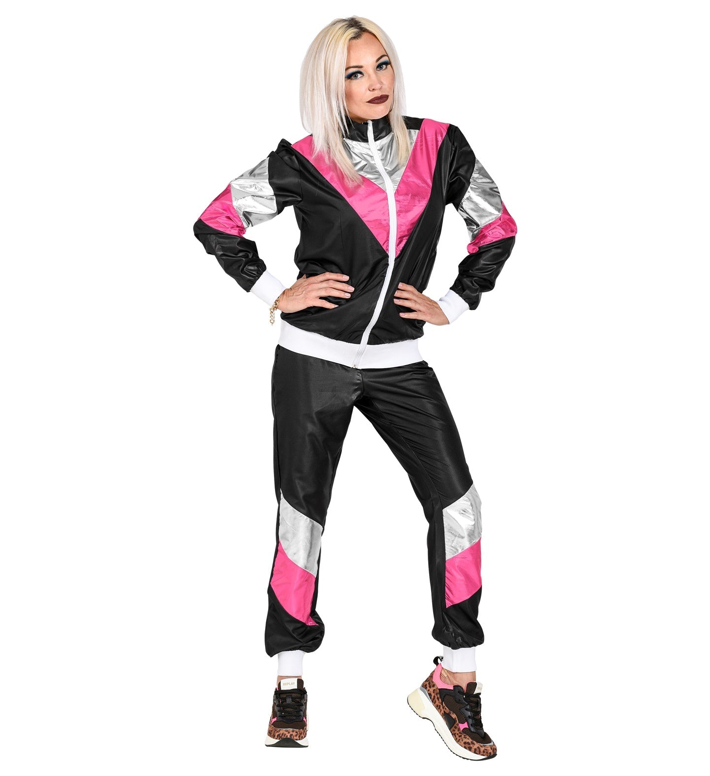 Widmann 80er Lederoptik Unisex Trainingsanzug – Retro Jogginganzug - Fasnacht24.ch