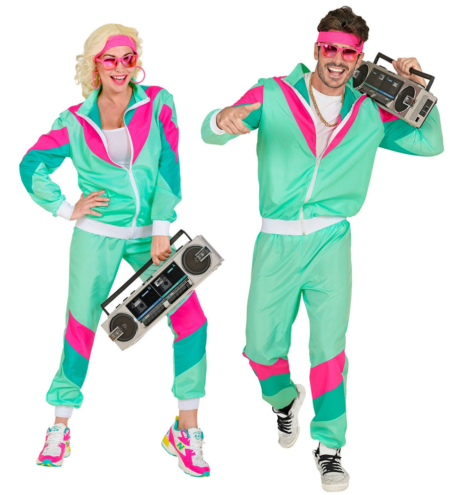 Widmann 80er Neon Grün Unisex Trainingsanzug – Polyester Jogginganzug – Produktansicht