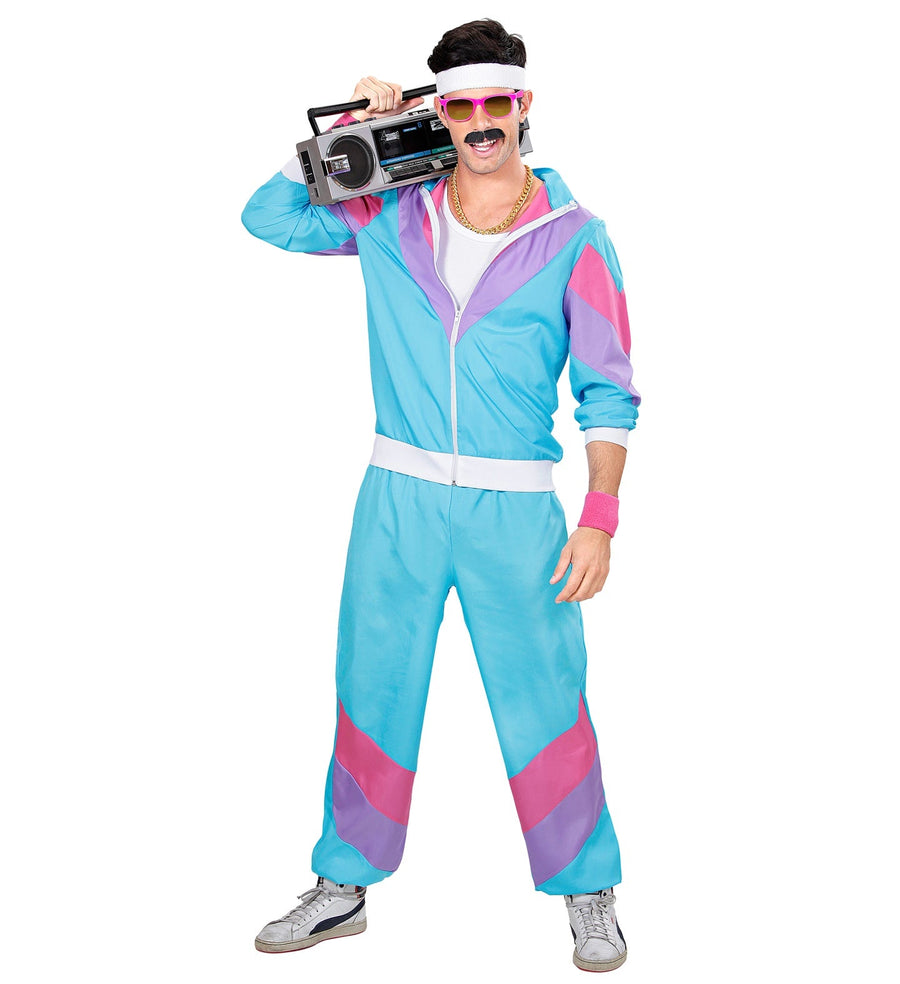 Widmann 80er Jahre Trainingsanzug Hellblau Unisex Jogginganzug - Fasnacht24.ch – Detailansicht
