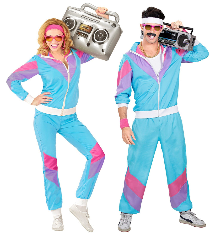 Widmann 80er Jahre Trainingsanzug Hellblau Unisex Jogginganzug - Fasnacht24.ch – Produktansicht