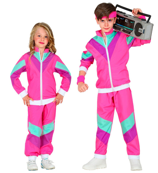 Widmann 80er Jahre Pink Trainingsanzug Kinder Kostüm – Polyester - Fasnacht24.ch