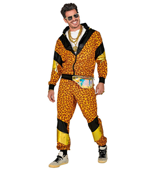 Widmann 80er Leopard Print Gold Unisex Trainingsanzug – Jogginganzug - Fasnacht24.ch
