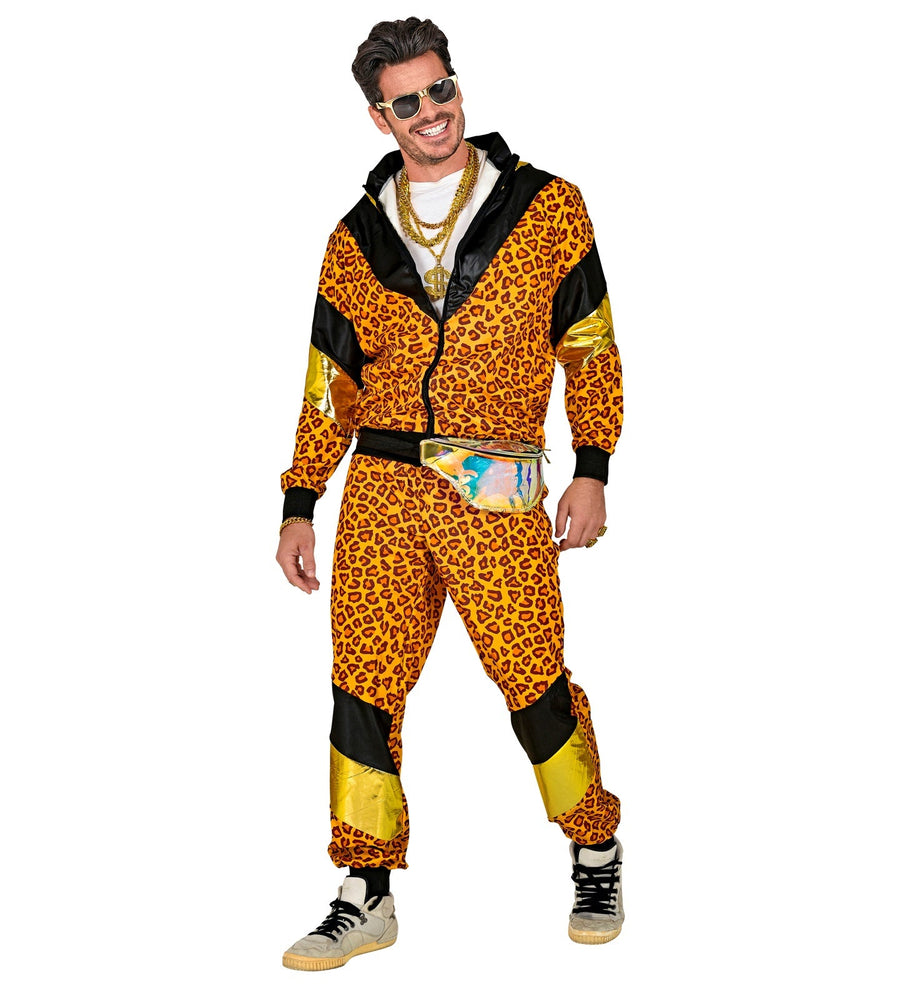 Widmann 80er Leopard Print Gold Unisex Trainingsanzug – Jogginganzug - Fasnacht24.ch – Detailansicht