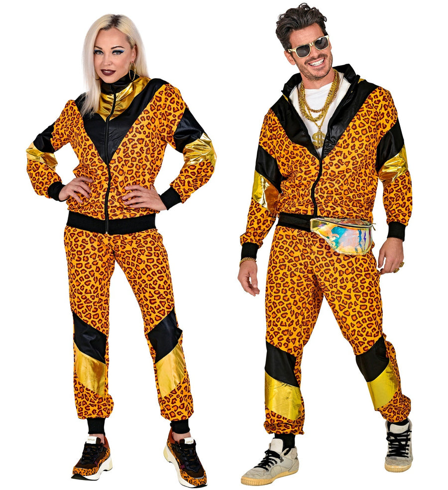 Widmann 80er Leopard Print Gold Unisex Trainingsanzug – Jogginganzug - Fasnacht24.ch – Produktansicht