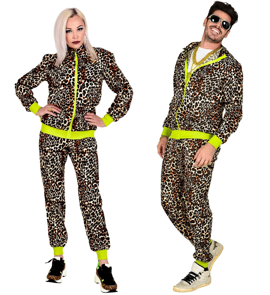 Widmann 80s Leopard Print Trainingsanzug – Unisex Polyester Jogginganzug - Fasnacht24.ch – Produktansicht
