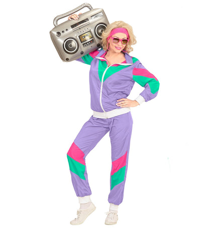Widmann Trainingsanzug Unisex 80er Jahre Retro Lila Zweiteilig Polyester Neon Retro – Detailansicht