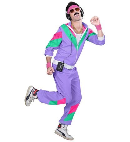 Widmann Trainingsanzug Unisex 80er Jahre Retro Lila Zweiteilig Polyester Neon Retro – Seitenansicht