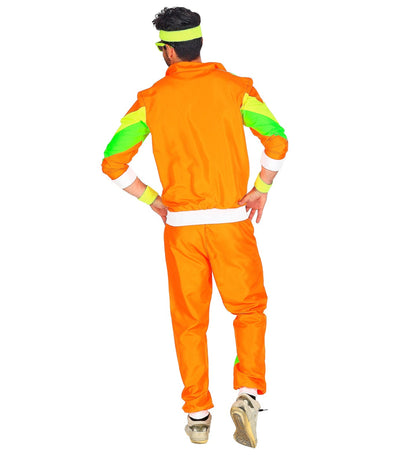 Trainingsanzug 80er Jahre – Widmann Unisex Neon Orange Jogginganzug - Fasnacht24.ch – Rückansicht