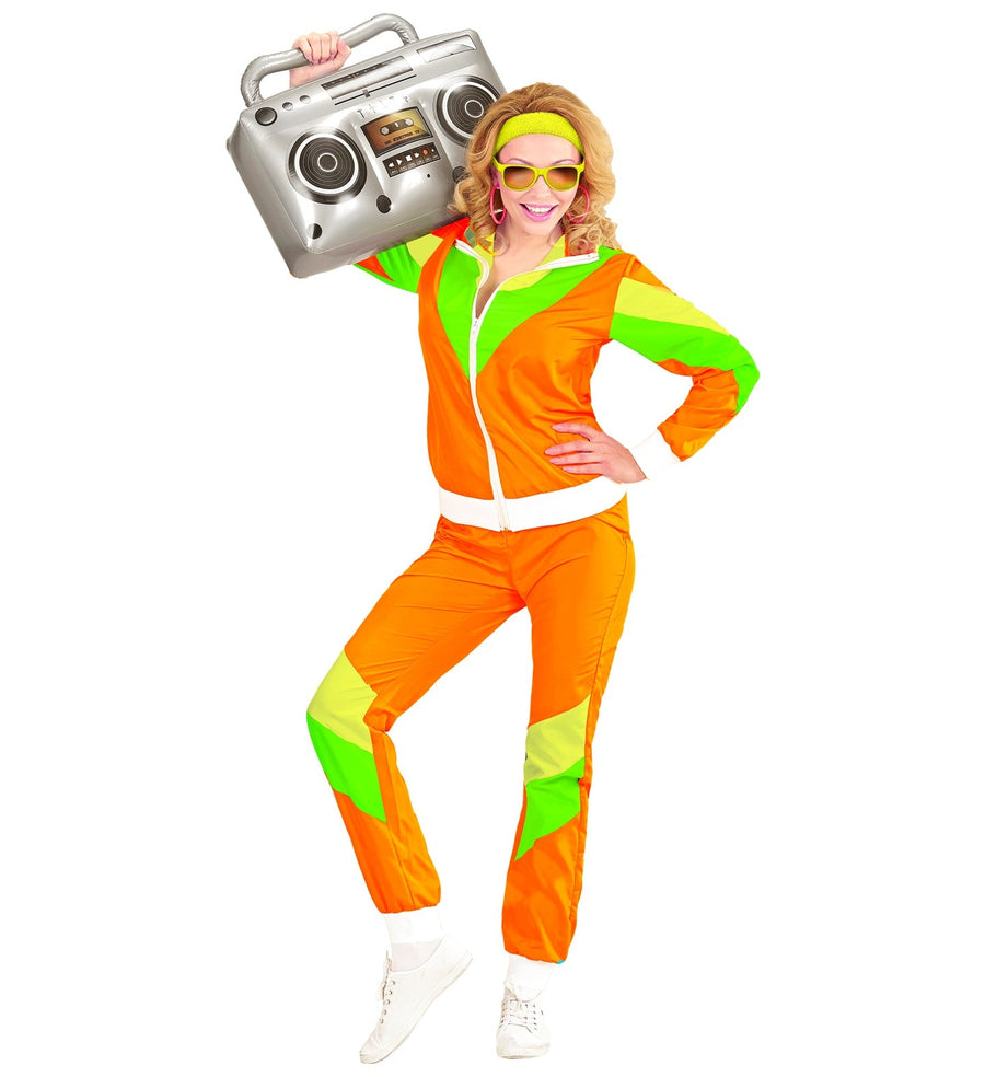 Trainingsanzug 80er Jahre – Widmann Unisex Neon Orange Jogginganzug - Fasnacht24.ch – Detailansicht
