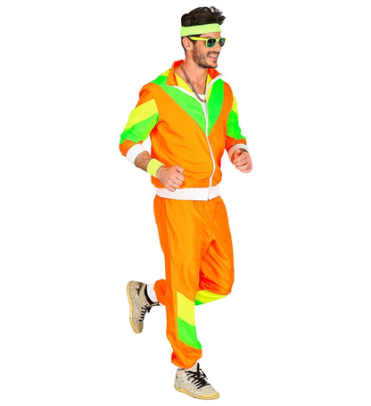 Trainingsanzug 80er Jahre – Widmann Unisex Neon Orange Jogginganzug - Fasnacht24.ch – Seitenansicht