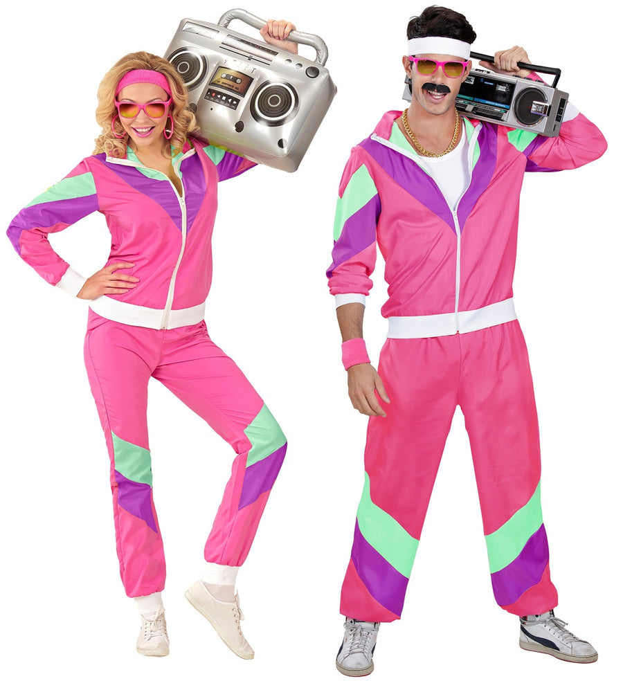 Widmann 80er Jahre Trainingsanzug Neon Pink Unisex Jogginganzug – Produktansicht