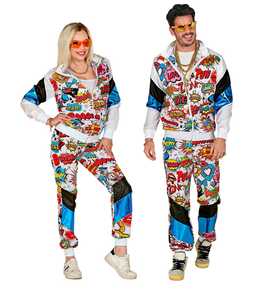 Widmann 80er Jahre Pop Art Trainingsanzug – Unisex Jogginganzug Bunt - Fasnacht24.ch