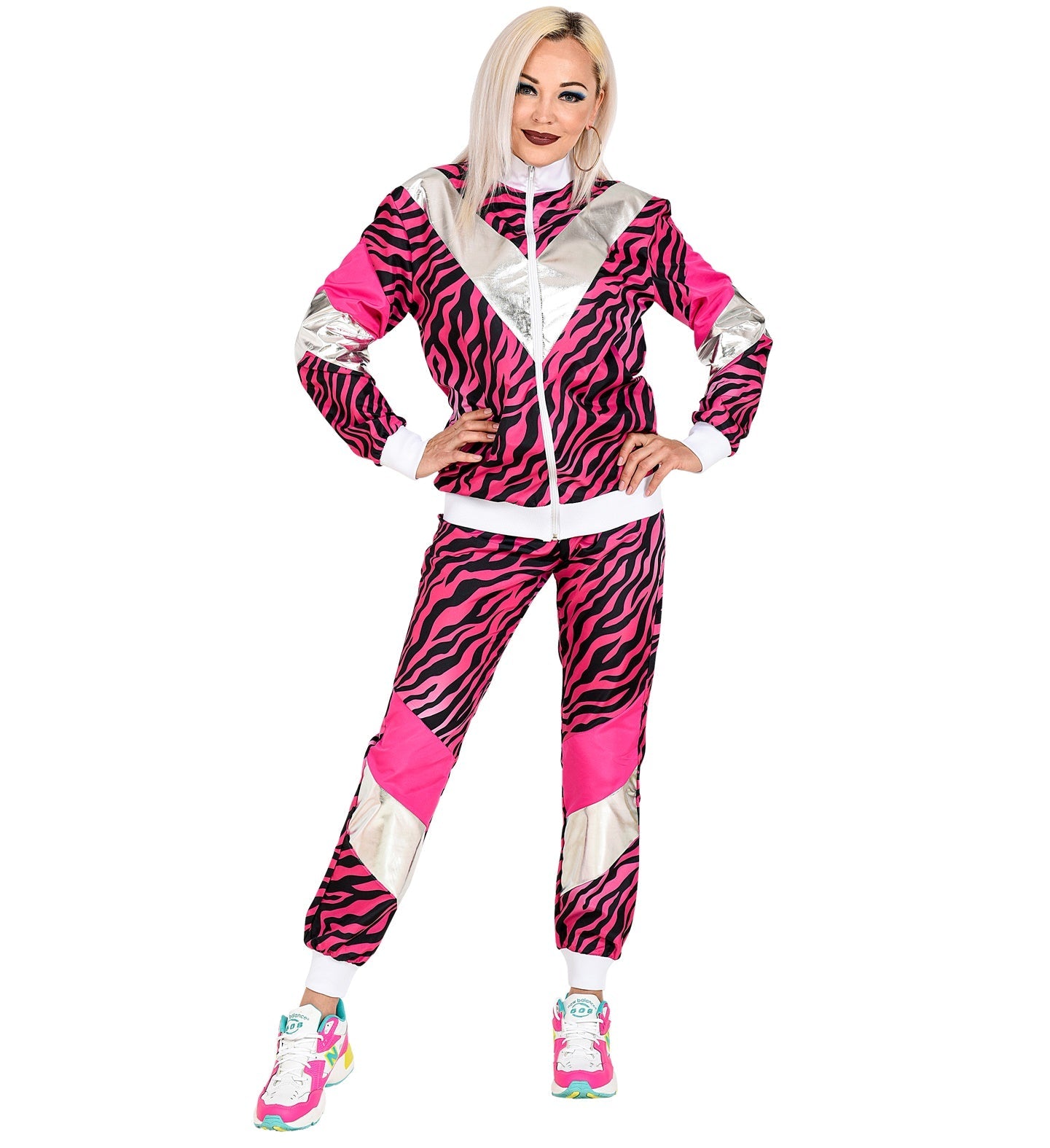 Widmann 80er Tigerprint Pink Faux Fur Trainingsanzug – Unisex - Fasnacht24.ch