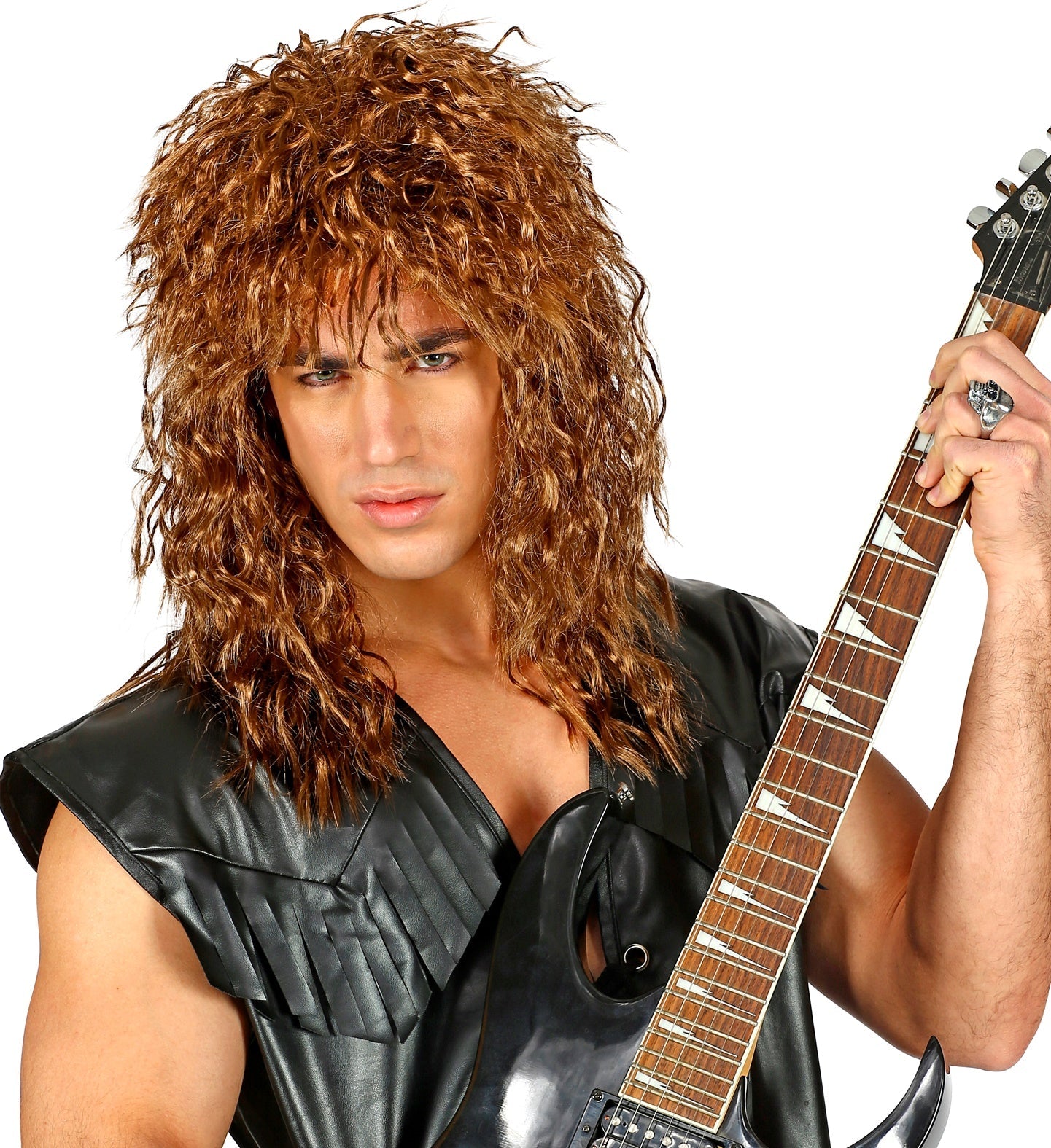 Herrenperücke in rot-braun mit realistischen Fasern und elastischem, atmungsaktivem Netz.