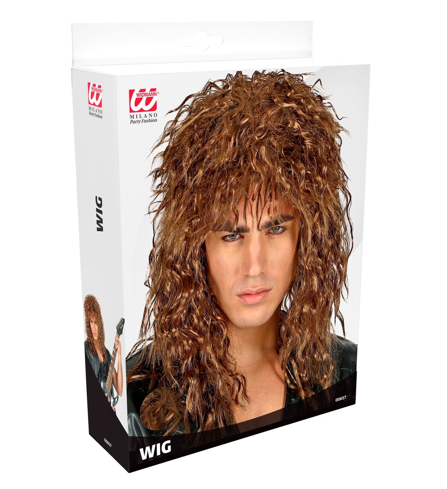 Rote-braune Herrenperücke im 80er-Jahre-Rockstar-Stil aus realistischem Fasermaterial