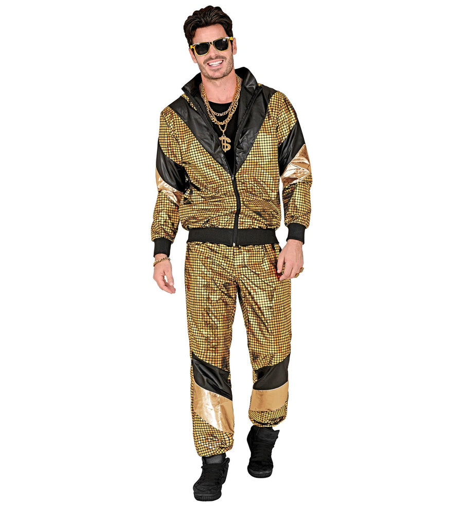 Widmann Reflektierender Goldener Unisex 80s Tracksuit – Jogginganzug - Fasnacht24.ch