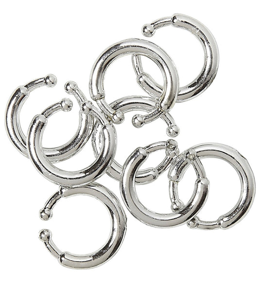 Set of eight silver metallic piercing clips for ears, nose, and lips, no holes needed.