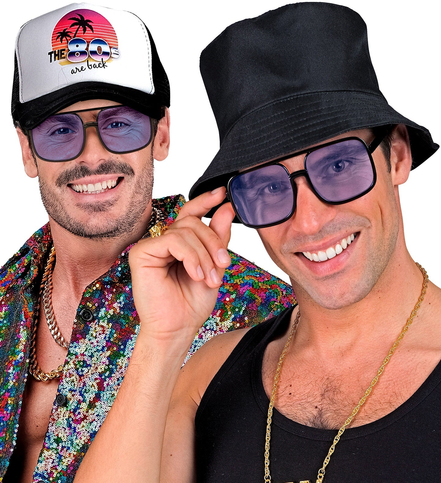 Mattschwarze 90er Hip-Hop Sonnenbrille mit blauen getönten Gläsern und breitem Rahmen