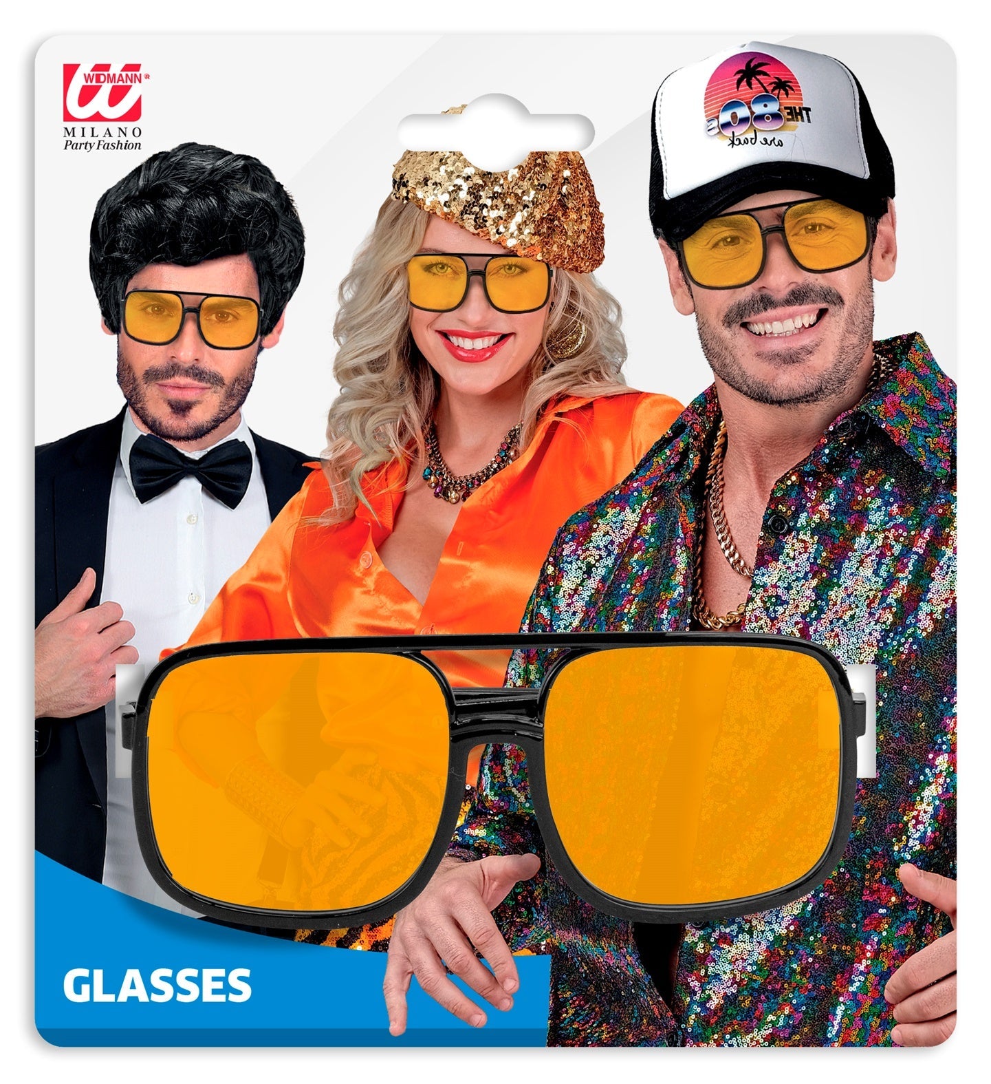 Orange getönte 90er Jahre Hip Hop Sonnenbrille mit schwarzer Kunststofffassung und UV400 Schutz
