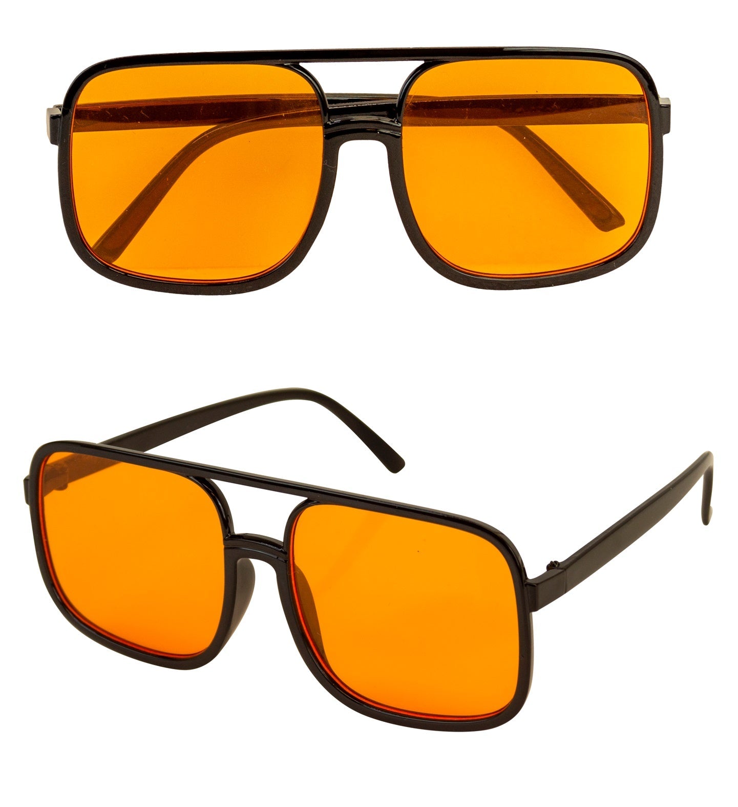 Widmann Sonnenbrille mit orange Gläsern und UV400 Schutz, im 90er Jahre Hip-Hop-Stil.