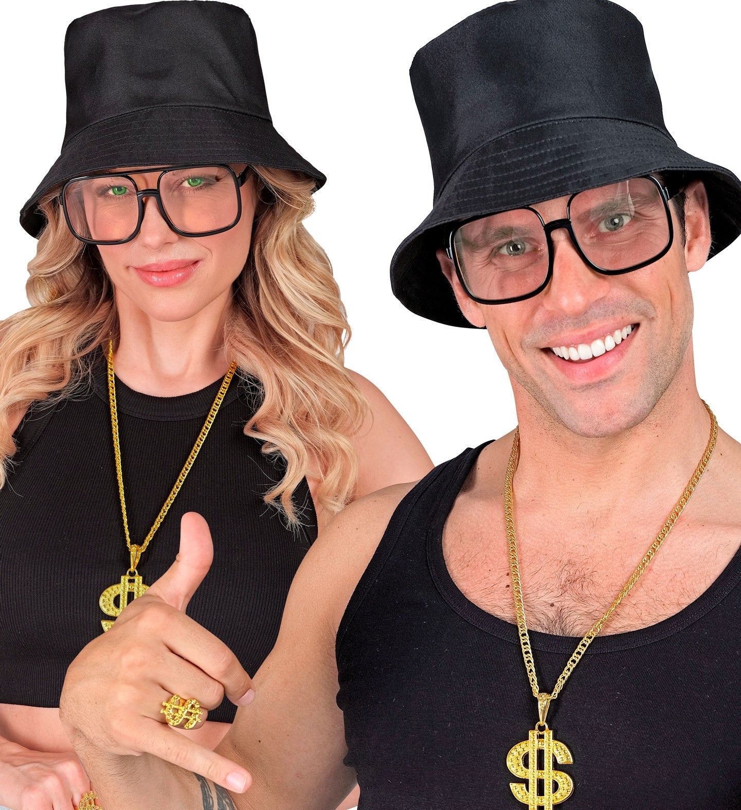 Retro 90er Jahre Hip Hop Brille mit bunten Gläsern und breiten Bügeln in kantiger Form.