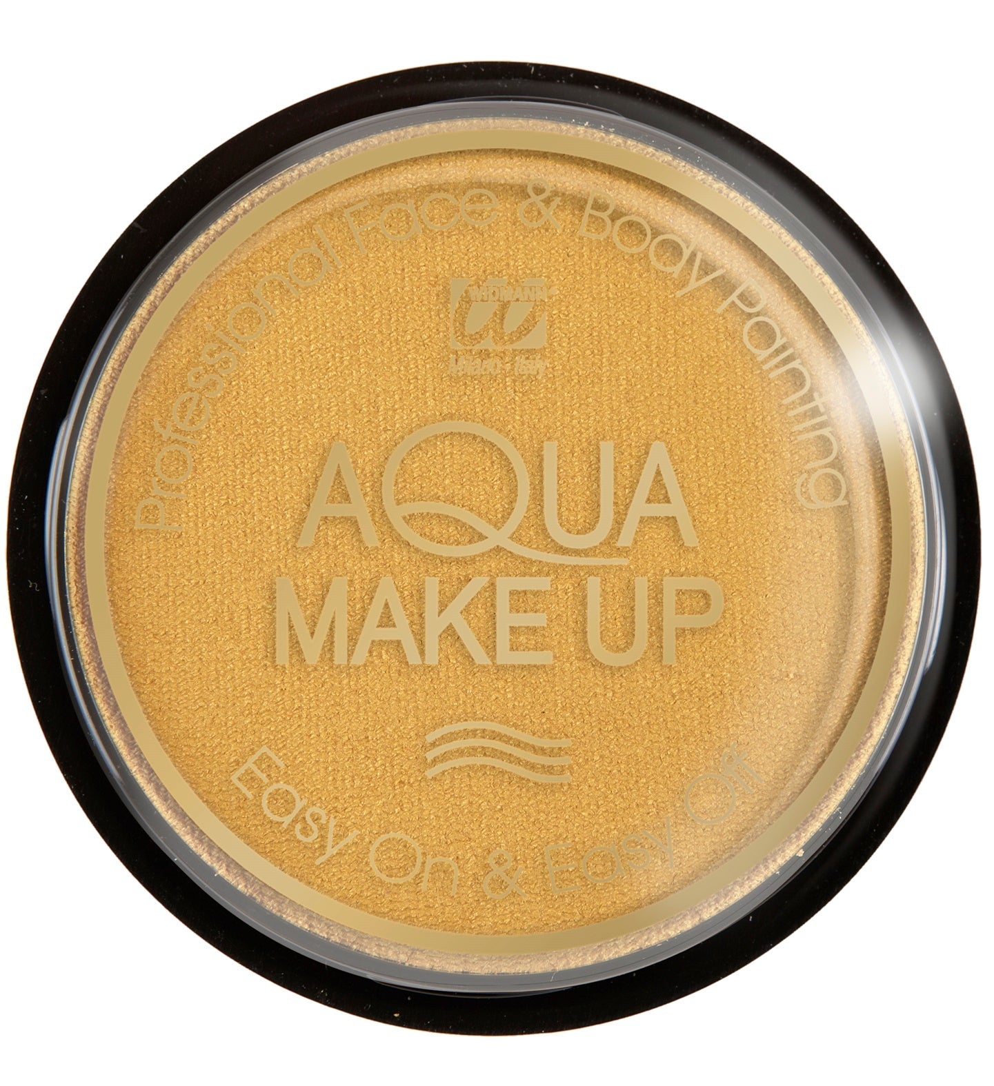 Metallic goldene Aqua Schminke von Widmann für Gesicht und Körper, 15 g Dose.