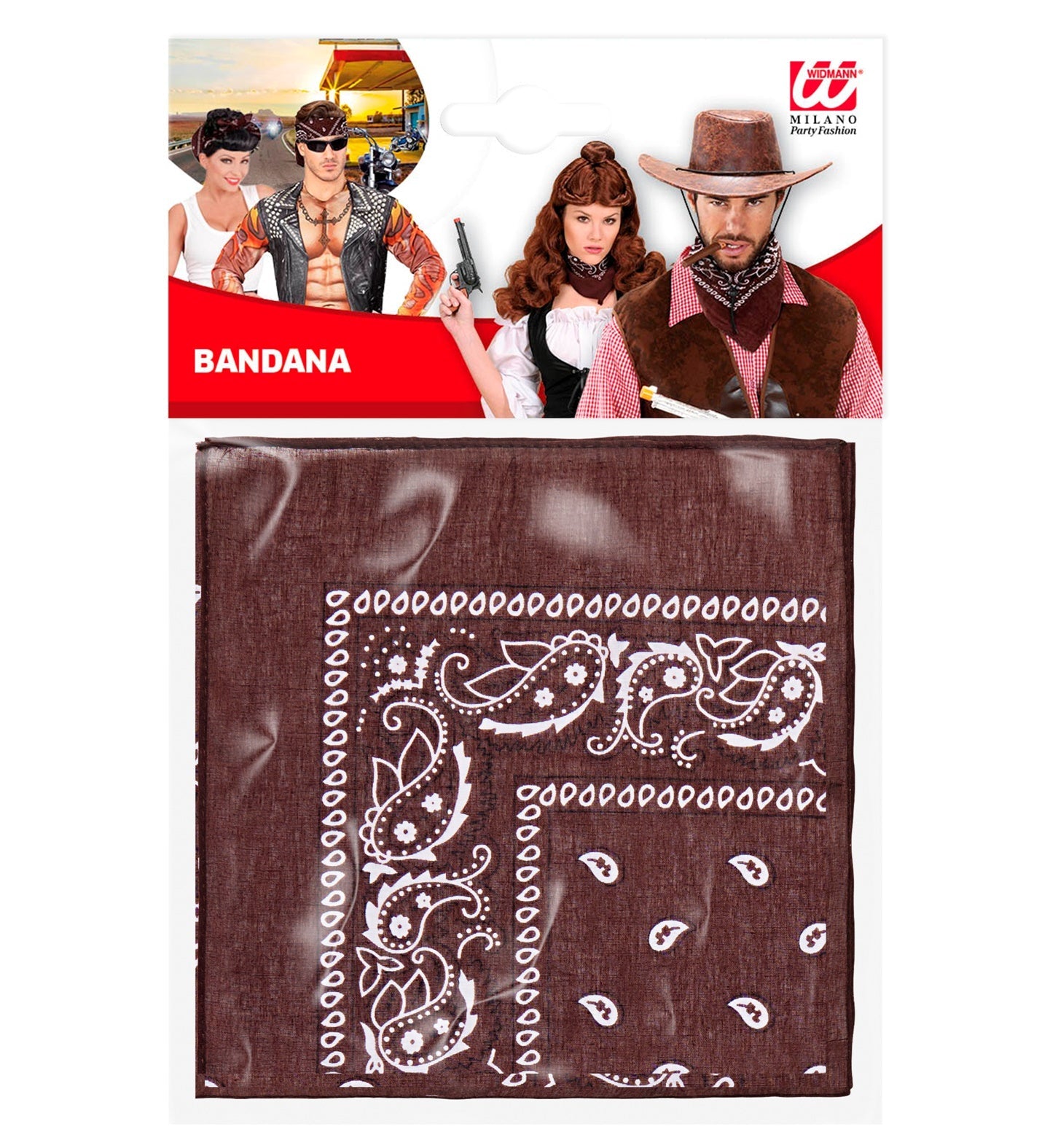 Braunes Bandana Tuch aus 100% Baumwolle, 55x55cm, ideal als Kopftuch oder Halstuch.