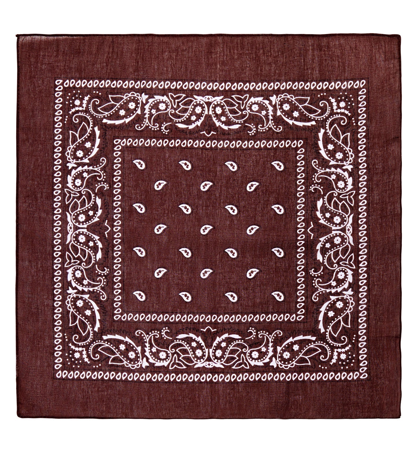 Braunes Bandana aus 100% Baumwolle, quadratisch 55x55 cm, mit weichem Griff.