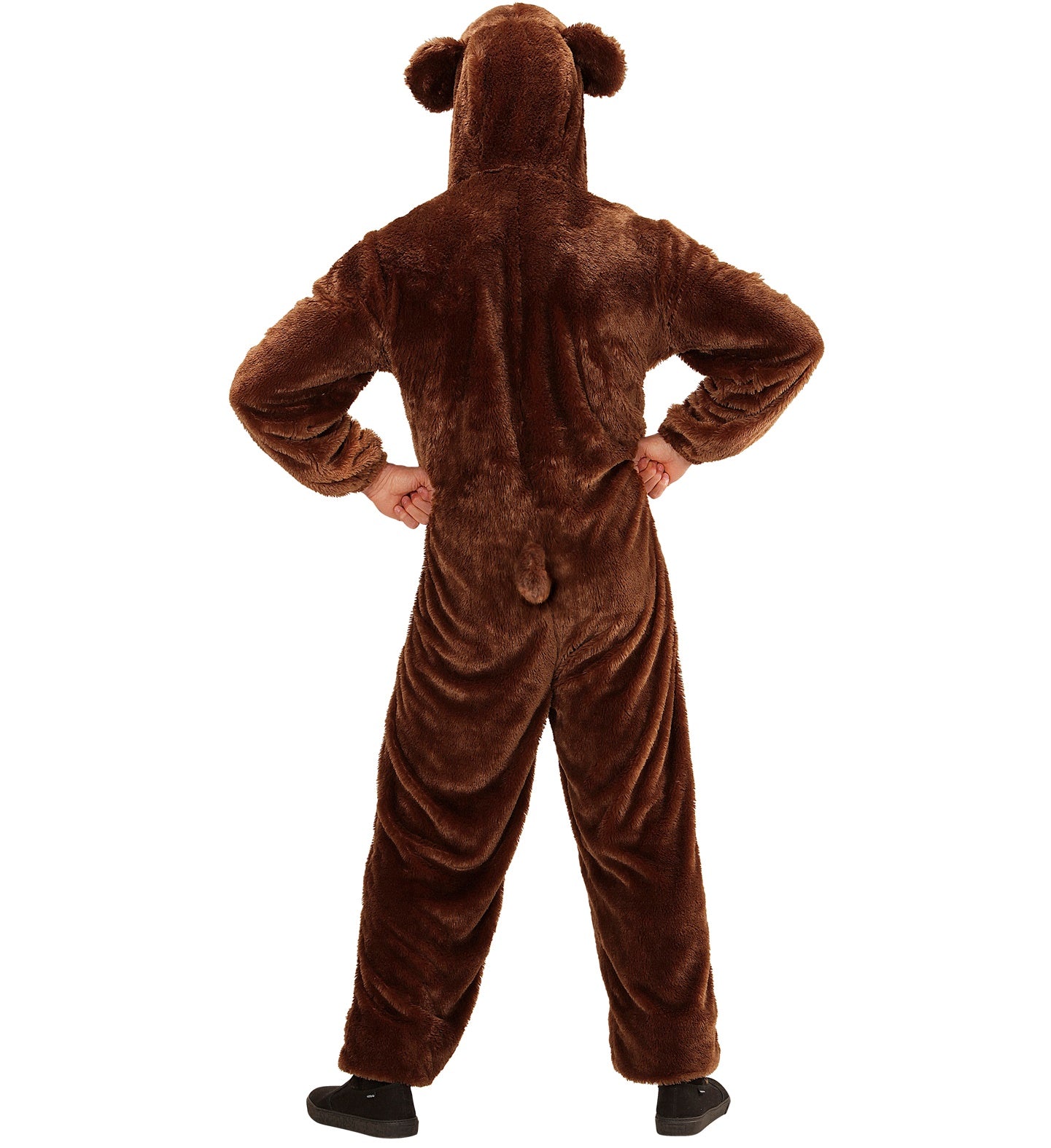 Bär Plüschkostüm für Erwachsene mit Kapuze in Braun, weich und gemütlich, unisex.