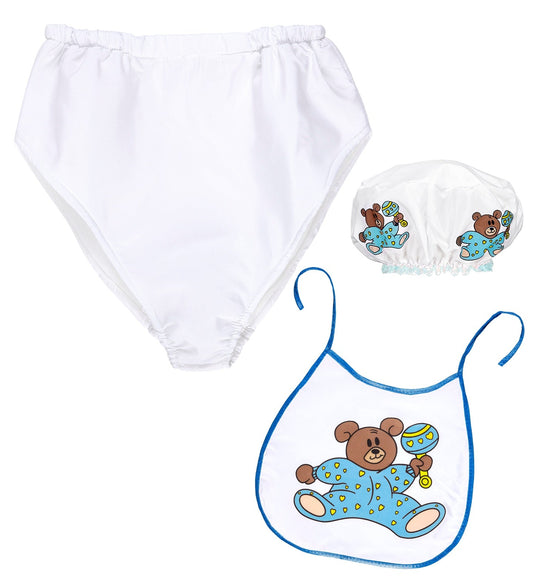 Widmann Baby Kostüm Set – Blau, Jersey Kapuze & Satin Lätzchen - Fasnacht24.ch
