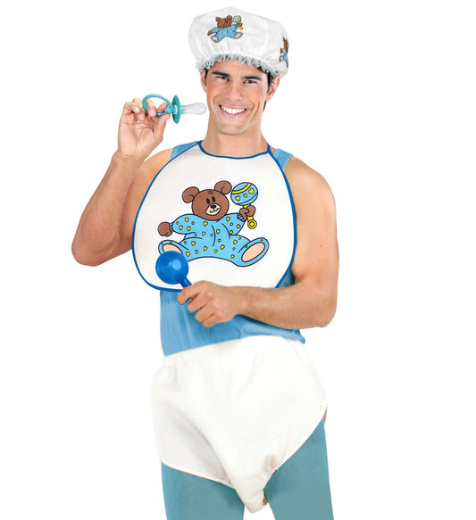 Widmann Baby Kostüm Set – Blau, Jersey Kapuze & Satin Lätzchen - Fasnacht24.ch